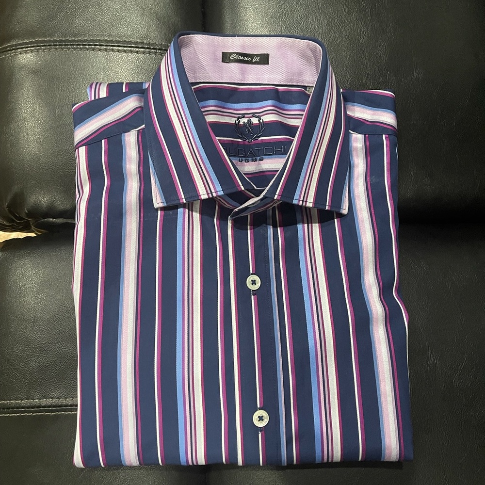 Bugatchi Uomo multi striped dress shirt Sz L